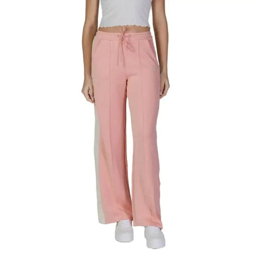 Pink wide-leg drawstring trousers with front pockets by Guess Active for women