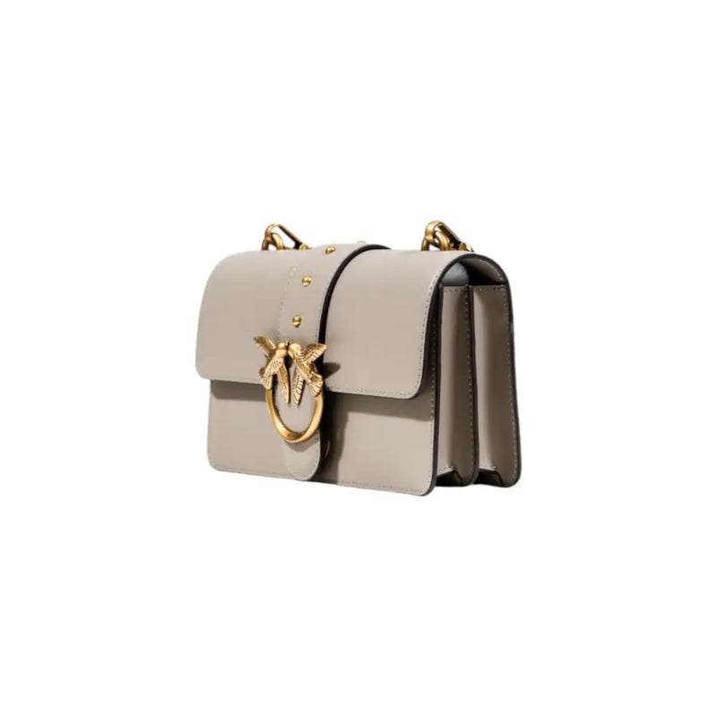 Pinko beige polyurethane crossbody bag with gold bird clasp