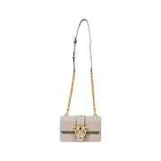 Pinko beige polyurethane crossbody bag with gold bird clasp