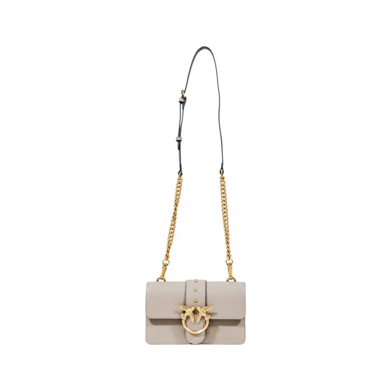 Pinko beige polyurethane crossbody bag with gold bird clasp