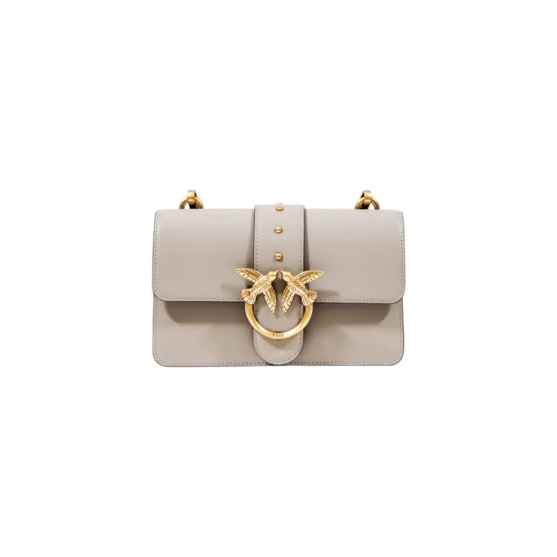 Pinko beige polyurethane crossbody bag with gold bird clasp