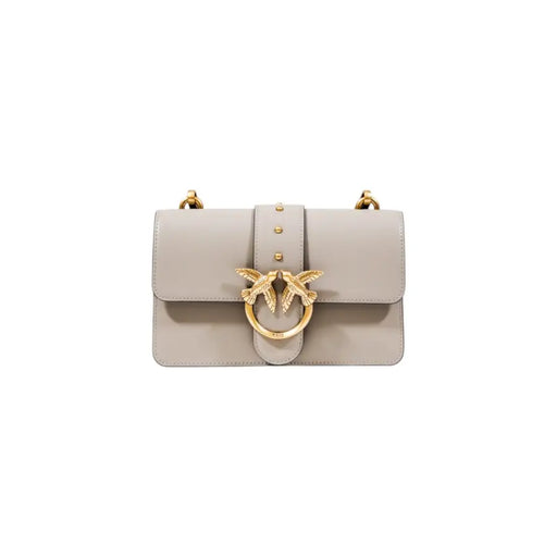 Pinko beige polyurethane crossbody bag with gold bird clasp