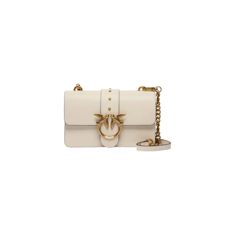 Pinko beige polyurethane crossbody bag with gold bird clasp