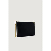 Pinko black faux leather handbag with gold chain shoulder strap in a black leather clutch style