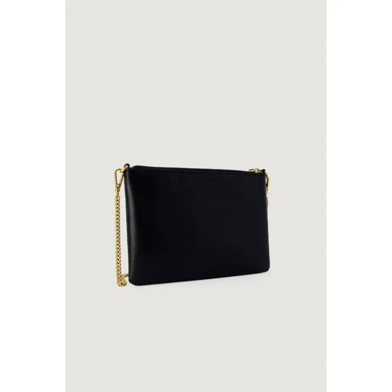 Pinko black faux leather handbag with gold chain shoulder strap in a black leather clutch style