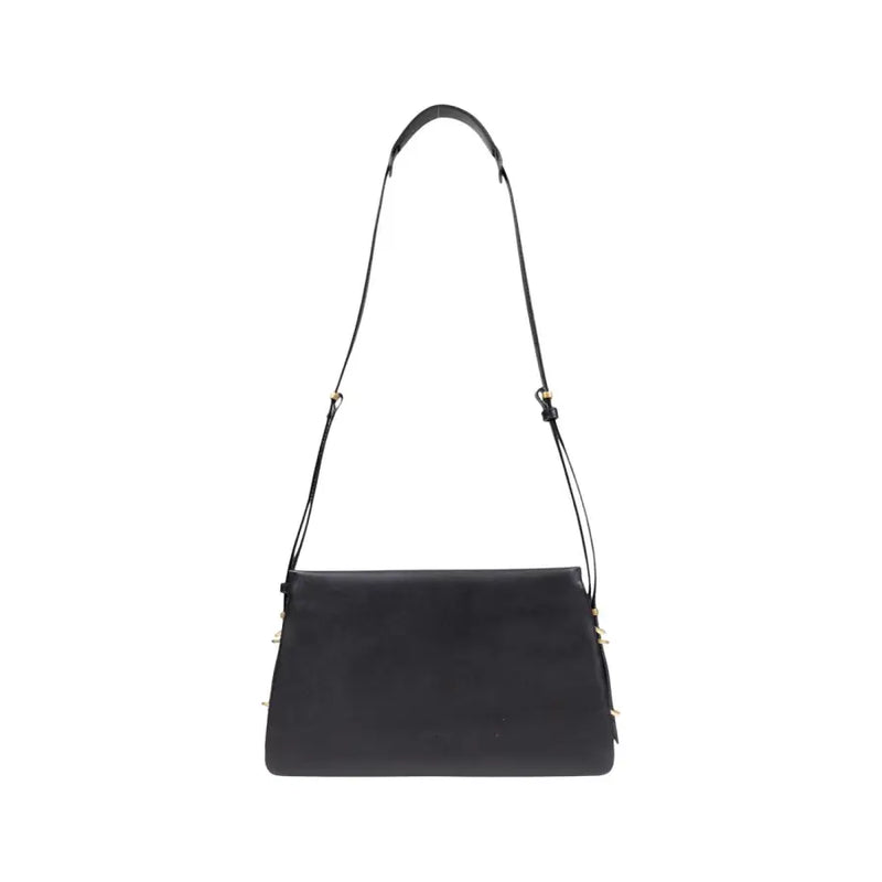 Black leather shoulder bag with adjustable strap and inside pocket from Pinko