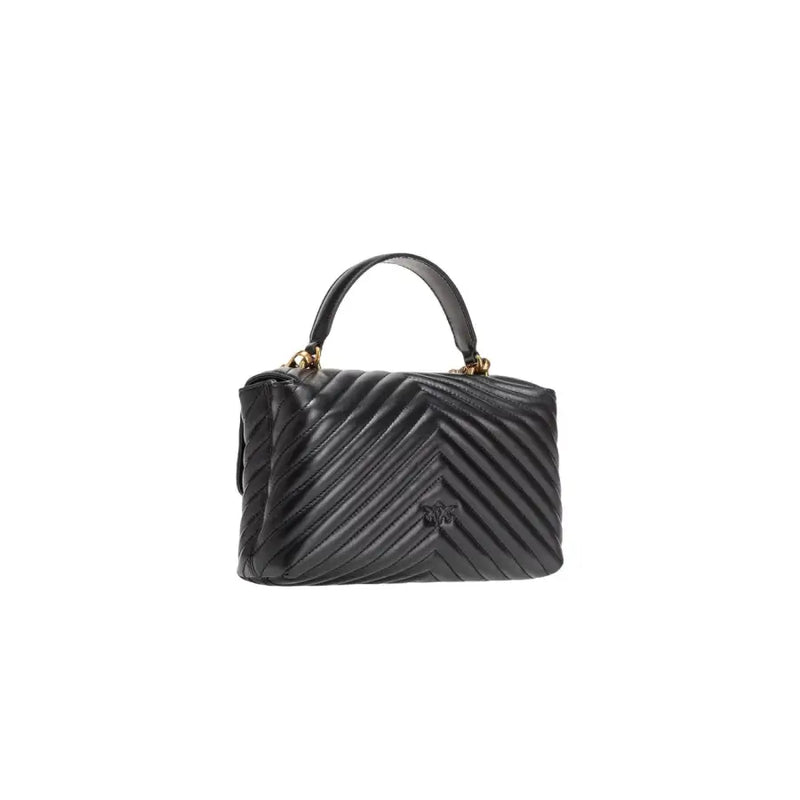 Pinko black quilted leather bag with gold hardware and chevron pattern