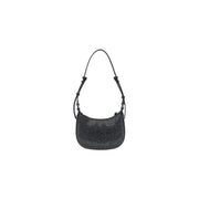 Pinko black perforated leather handbag with rhinestones, zip pocket and adjustable strap