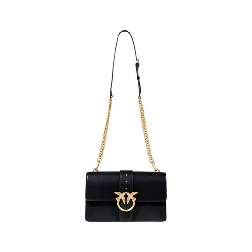 Pinko Sac bandoulière en polyuréthane noir avec fermoir oiseau doré