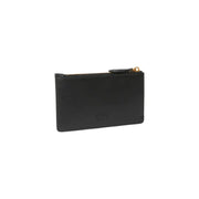 Pinko black leather zippered card case with gold-tone pull