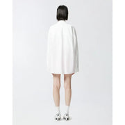 Pinko white oversized blazer dress with rhinestone buttons