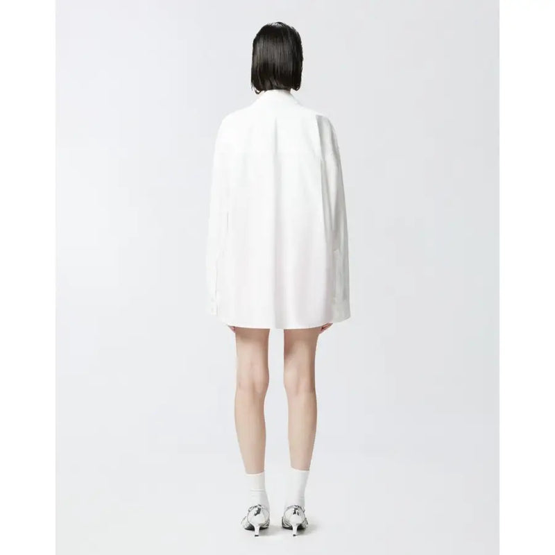 Pinko white oversized blazer dress with rhinestone buttons