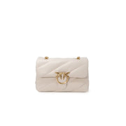 Pinko cream-colored quilted leather handbag with gold-tone bird clasp