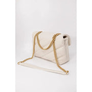 Pinko cream-colored quilted leather handbag with gold-tone chain strap