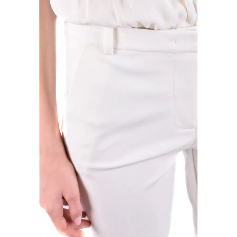 Pinko white tailored high waisted trousers with subtle pleats at the waistband for women fall winter collection