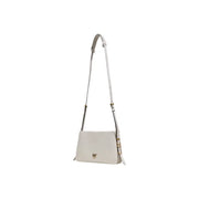 Pinko white off-white leather crossbody bag with zip closure gold-tone hardware and minimalist design interior pocket