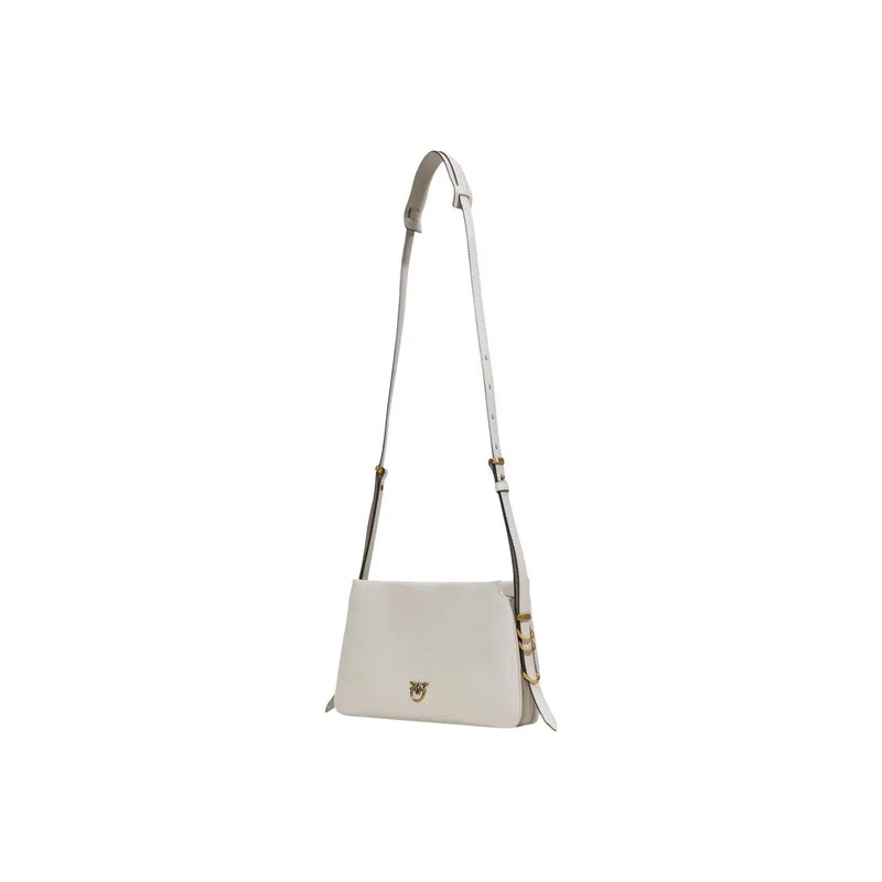 Pinko white off-white leather crossbody bag with zip closure gold-tone hardware and minimalist design interior pocket