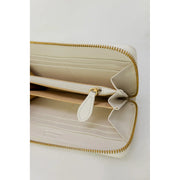 Pinko women beige leather zip around wallet with cream leather and gold toned zipper and matching pull tab