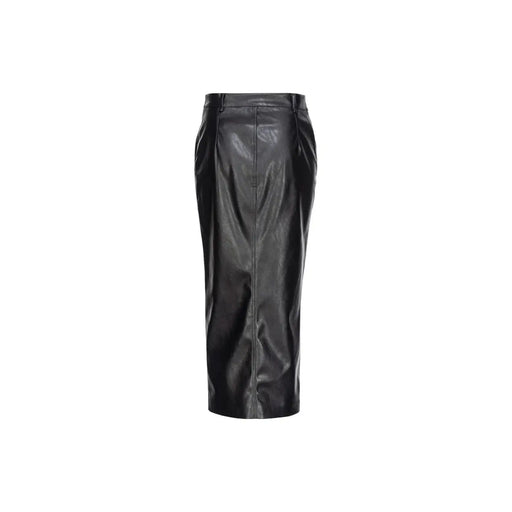 Pinko women black polyester skirt with sleek high-waisted design and subtle front seam detailing and front pockets