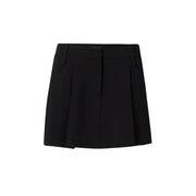Pinko women black pleated mini skirt with tailored waistband and structured folds in polyester blend fabric