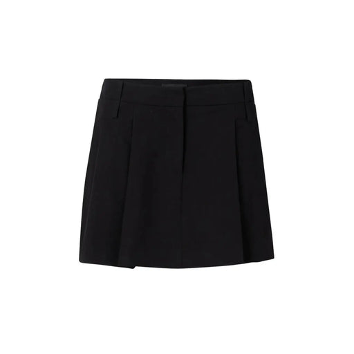 Pinko women black pleated mini skirt with tailored waistband and structured folds in polyester blend fabric