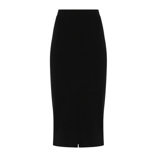 Pinko women black viscose blend high waisted midi skirt with sleek form fitting silhouette and center front zipper