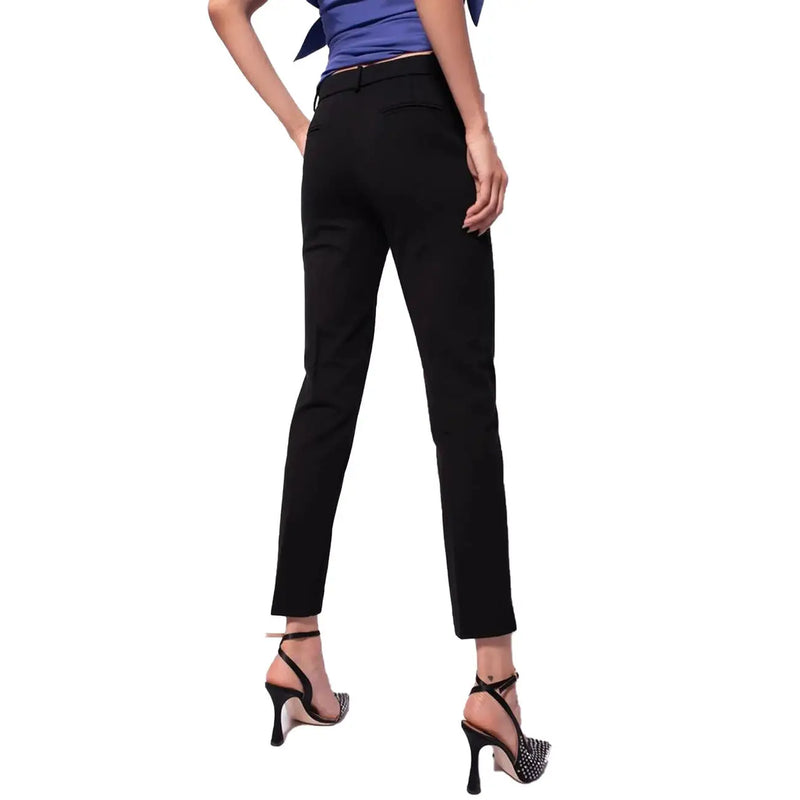 Pinko women black viscose tailored trousers with sleek straight-leg cut and concealed belt loop front view