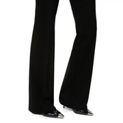 Pinko women black viscose trousers with a slim fit, flared cut, and subtle sheen for fall winter wear