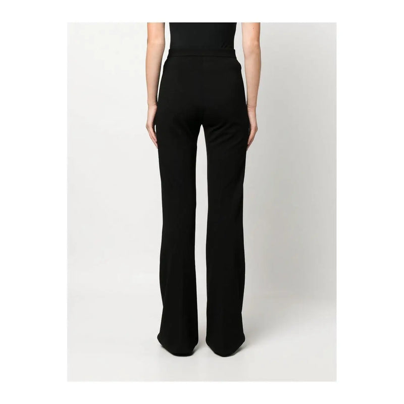 Pinko women black viscose high-waisted slim fit trousers with wide legs in smooth sleek fabric for fall winter
