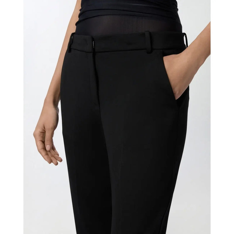 Pinko women black viscose tailored trousers with slim fit straight-leg cut and matching belt for spring summer wear