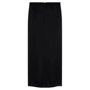 Pinko women black satin midi zip skirt with sleek straight cut and center front seam from spring summer collection