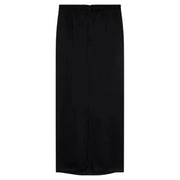 Pinko women black satin midi zip skirt with sleek straight cut and center front seam from spring summer collection