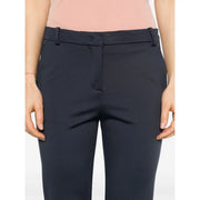 Pinko women blue viscose slim trousers with dark navy tailored straight-leg cut and structured waistband