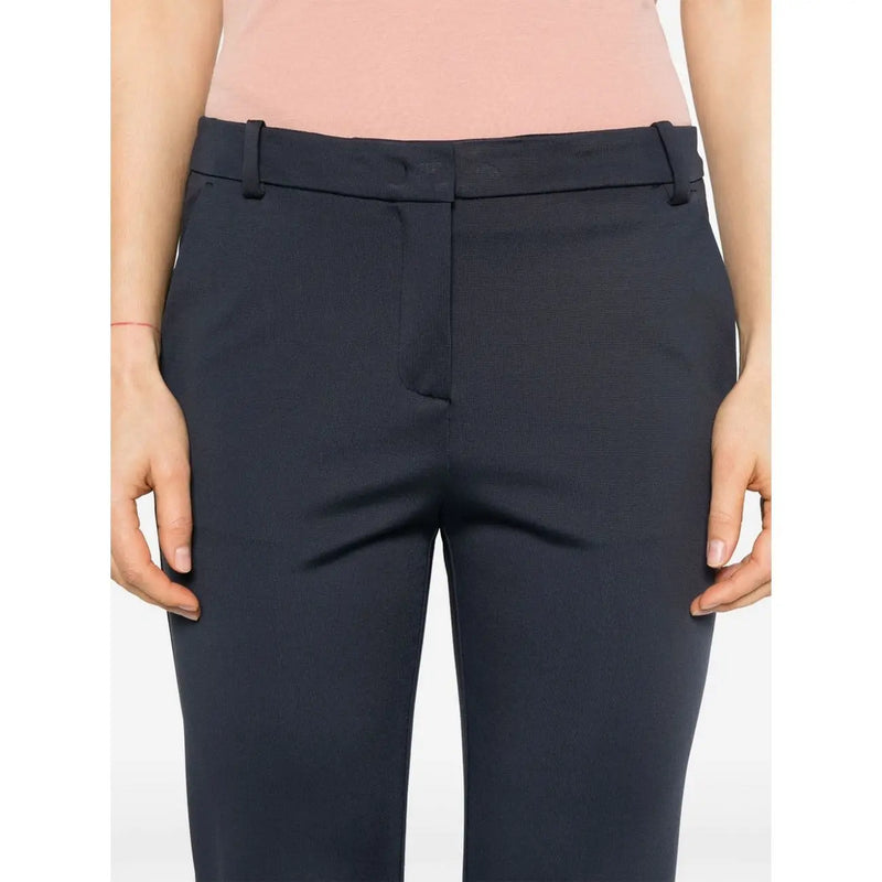 Pinko women blue viscose slim trousers with dark navy tailored straight-leg cut and structured waistband