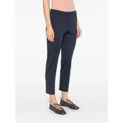 Navy blue tailored slim trousers by pinko in viscose with straight-leg cut and subtle creases size 32676
