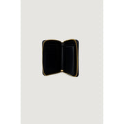 Pinko women leather zip wallet in black with gold-toned zipper and interior compartments measuring 10x12x2.5 cm