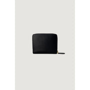 Pinko women leather zip wallet in black with gold-toned zipper pull measuring 10x12x2.5 cm