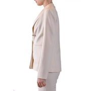 Pinko women pink cream-colored tailored blazer in viscose blend with lapel collar and single gold-toned button