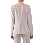 Cream-colored pinko women blazer with tailored sleek design and viscose blend fabric featuring lapel collar