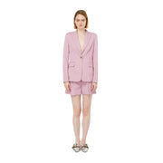 Pinko women purple blazer polyester lapel pocket soft pink tailored with single gold button and flap pockets