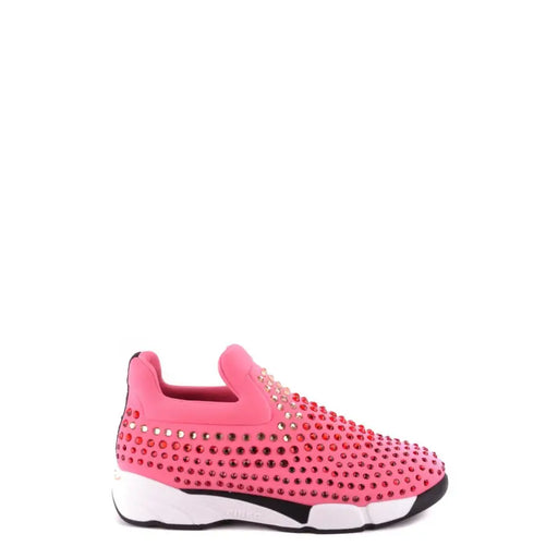 Pinko Damen-Sneaker, rosafarben, aus Stoff, zum Hineinschlüpfen, mit Strassverzierungen und weiß-schwarzer Sohle