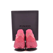 Pinko Damen-Sneaker aus rosafarbenem Stoff mit rot-rosafarbenen Strassverzierungen im Farbverlauf auf dem Obermaterial
