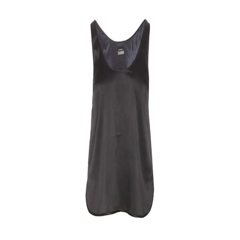 Pinko women tank top black silk straps with a sleek satin tank dress silhouette and subtle sheen size S
