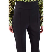 Black high-waisted Pinko women trousers in polyester with a zip closure and tailored straight-leg pleated design