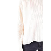 Pinko women turtleneck wool cashmere sweater white cream-colored ribbed knit with soft textured pattern