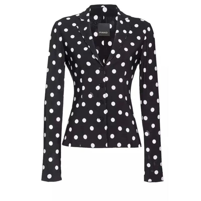 Pinko women viscose blazer black with white polka dots featuring a classic tailored silhouette