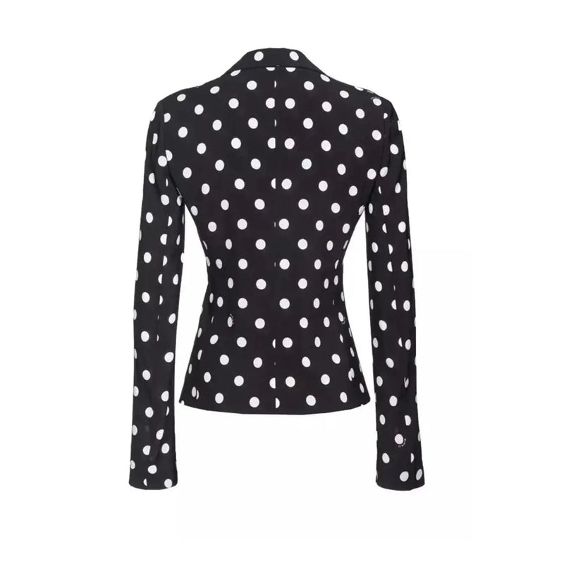 Pinko women viscose blazer in black with white polka dots featuring a tailored fit and long sleeves