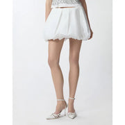 Pinko weißer, plissierter Baumwoll-Minirock mit gewelltem Saum