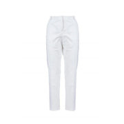 Pinko women white cotton tailored trousers with pockets featuring a clean straight-leg cut and subtle waistband creasing