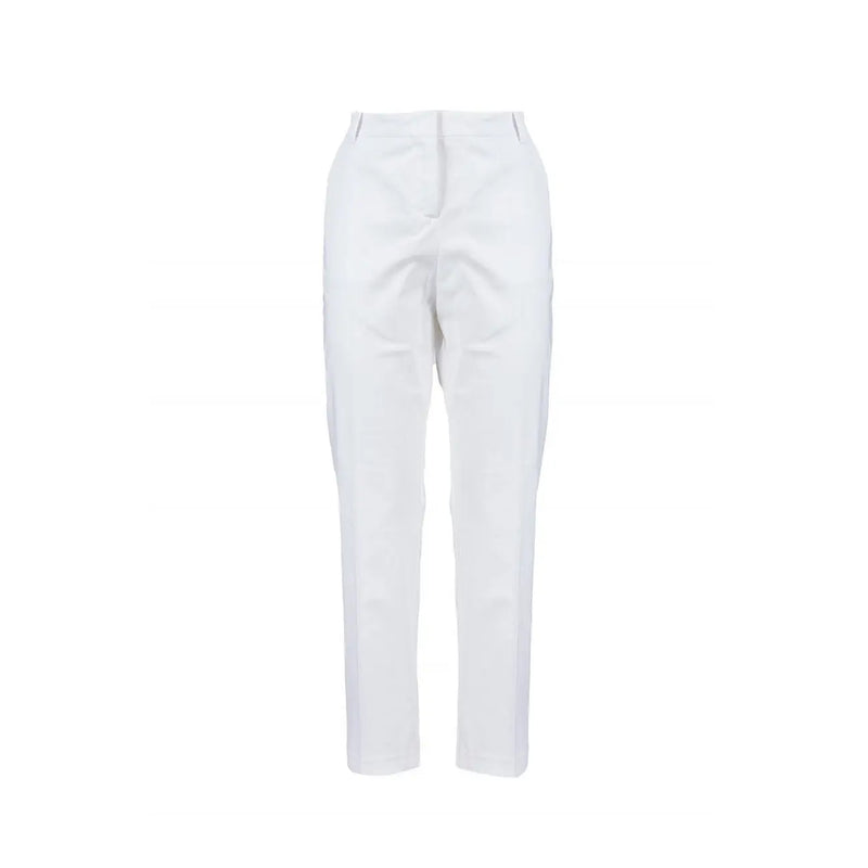 Pinko women white cotton tailored trousers with pockets featuring a clean straight-leg cut and subtle waistband creasing